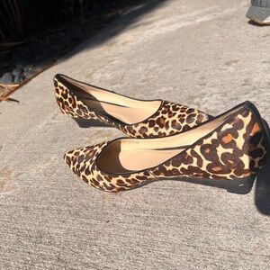 Cole Haan Leopard Print small wedge heel.